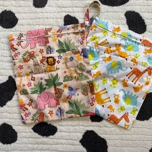 Waterproof cloth diaper wet bags animal print L